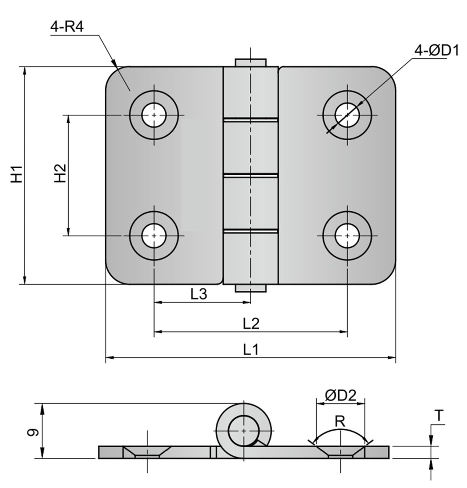 SK2-028-2 Stainless Steel Industrial Butt Hinge Chassis Cabinet Industrial Hinge 1Pcs