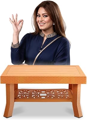 Plastic Center Trolley Tea or Coffee Table with Wheels/Tea Table/Anti-Skid Tea POY & Coffee Table for Home, Living Room, Balcony, Outdoor, Home, Office (A_Gold)