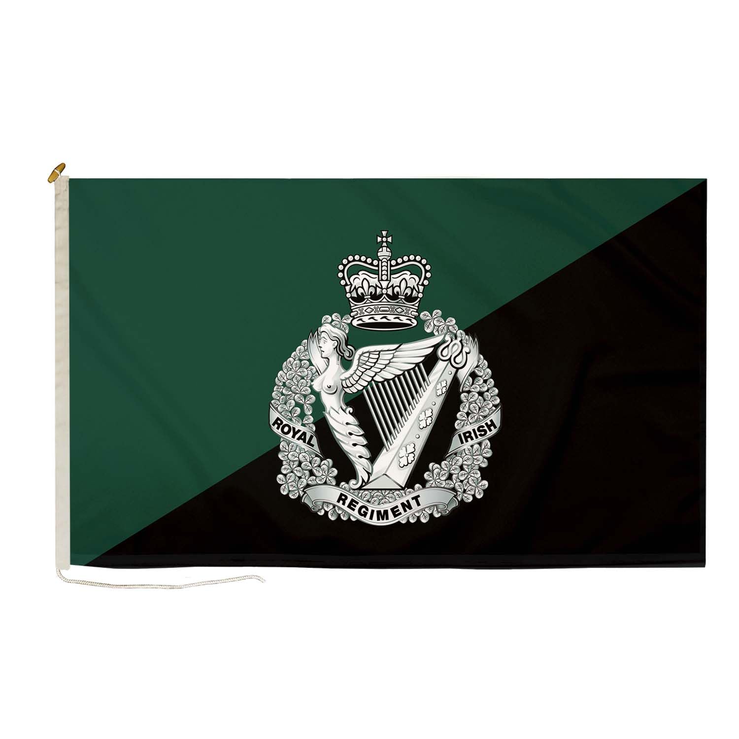 DuraFlag Royal Irish Regiment Style B 8ft x 5ft Flag Premium Quality With Rope & Toggle Reinforced Stitching 250cm x 150cm British Army Infantry Regiment Flag Heavy Duty Polyester
