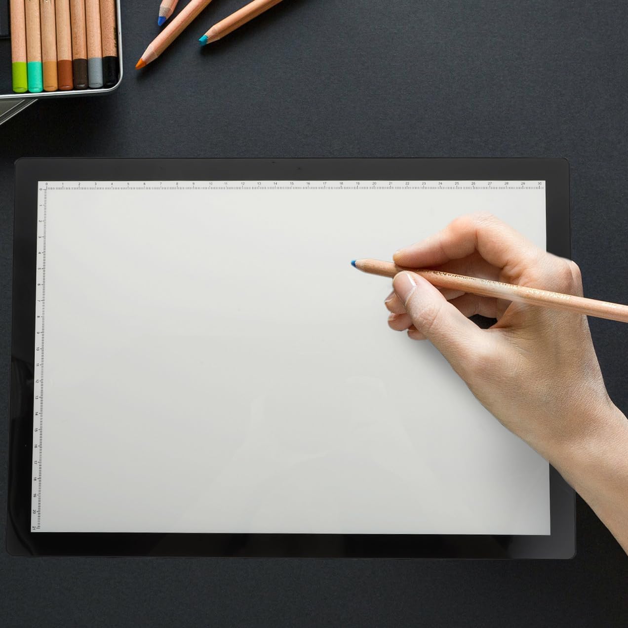 KALLORY A4 USB Rechargeable Magnetic Sketching Copy Board for Artists, Black Adjustable Light Box Tracing Pad for Drawing, Animation, Calligraphy Practice and Sketching