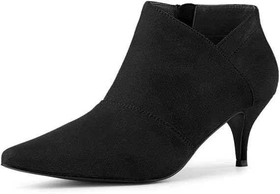 Allegra K Womens Pointed Toe Kitten Heel Cutout Ankle Boots