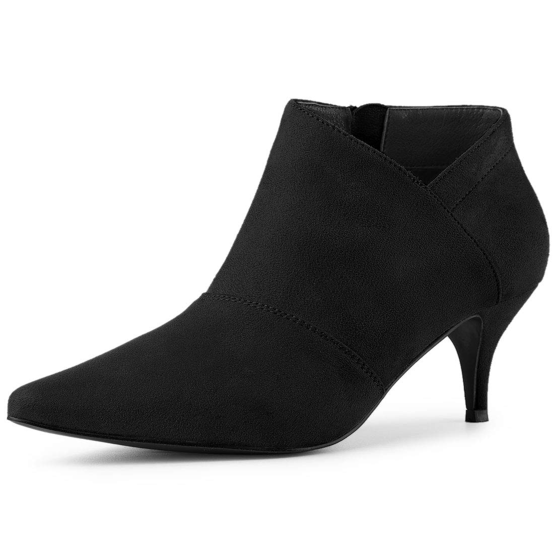 Allegra K Womens Pointed Toe Kitten Heel Cutout Ankle Boots