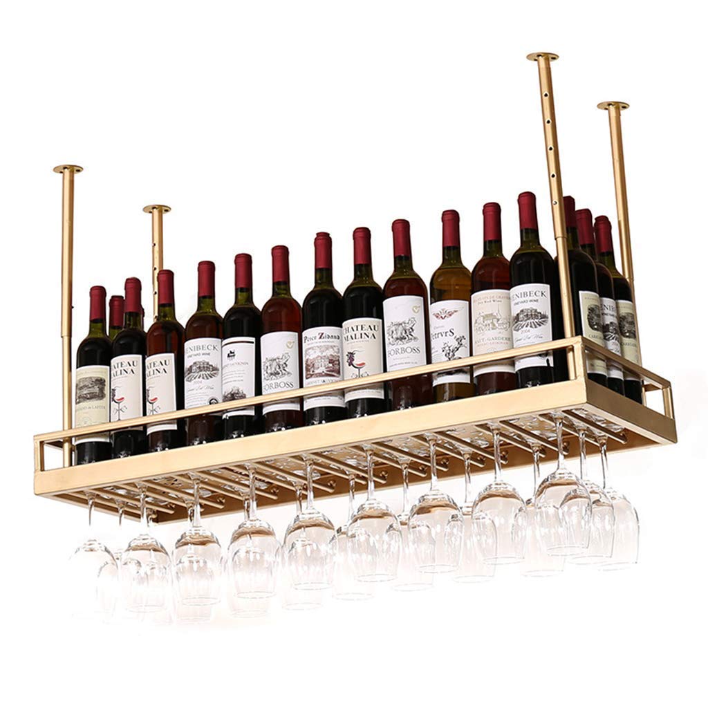 Casier à verre à vin suspendu et présentoir bouteille métal vintage 80cm