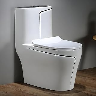 Clay Plus One Piece Western Premium Grade Ceramic Rimless White Glossy Floor Mount Toilet Commode with Soft Closing Toilet... Price In India