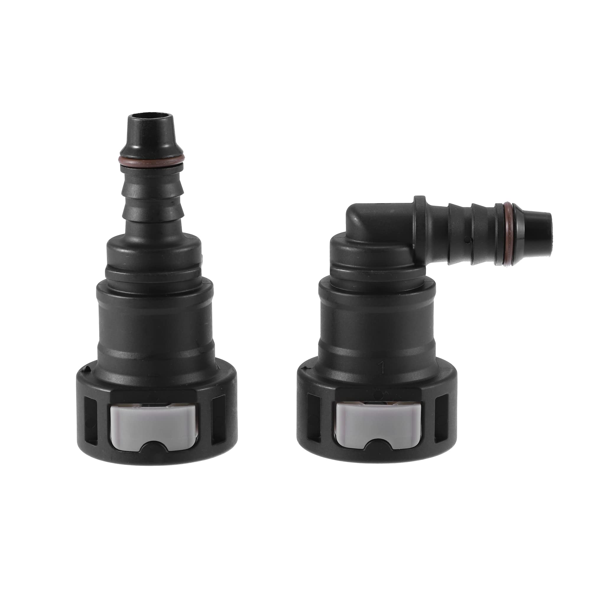 A ABSOPRO 2 Sets Connecteurs Rapides Carburant 25/64 9.89mm SAE à 13/32 10.5mm - Tuyau Nylon Droit Et 90 Degrés
