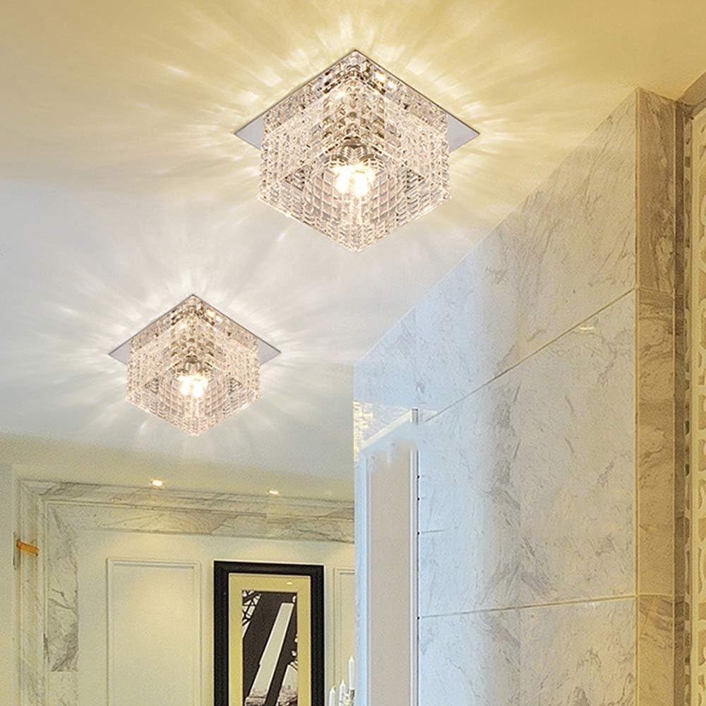 Confezione da 11 Faretti LED Quadrati in Cristallo Kit di Finitura per Alloggiamento di Illuminazione A Incasso LED da 3,9 Pollici Plafoniera A Incasso LED con Apertura da 5-8 Cm