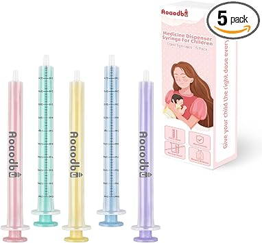 Baby Medicine Dispenser Syringe For Children,10ml Oral Syringes, Liquid Plastic Syringe Without Needle,Leak proof Dosing Tools,5 Uniquely Colour Syringes 5