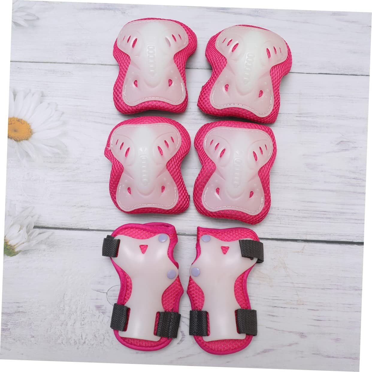6pcs Boy Girl Skating Protective Gear Set Breathable Sliding Plate Protectors for Durable Sponge and Cloth Material for Outdoor Sports Pink