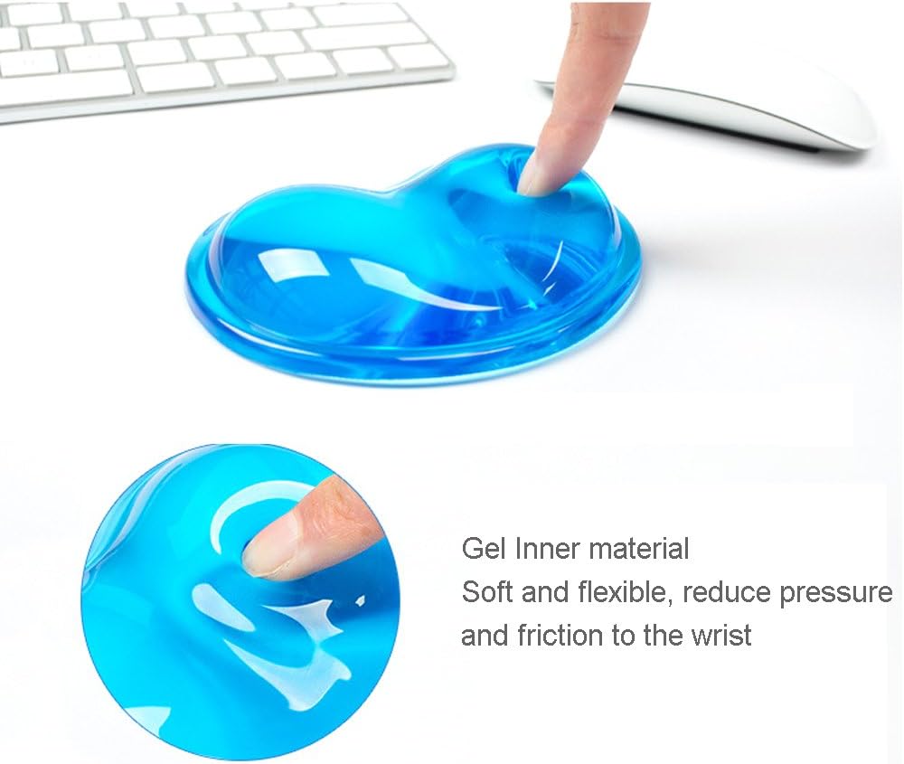 Silicone Gel Keyboard Wrist Rest Mouse Pad Wrist Support Cool Hand Pillow Cushion, Ergonomic, Heart-Shaped Translucence (Pack of 2, Purple)