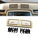 Goodithy Compatible with Mercedes Benz W251, Center Console Air Vent Outlet Cover, Dashboard Air Conditioning Grille Panel Replacement R300 R320 R350 R400 R500 2006 2007 2008 2009 (Dark Beige, Center)