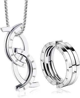 Unique Deformation Ring Fidget Necklace Forever Infinity Necklace For Women Promise Jewelry Gifts - Fashion Anxiety Necklaces Couples Necklace Adjustable For Men