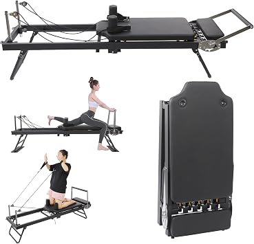 Foldable Pilates Reformer Machine, Multifunctional Yoga Fitness Equipment, for Home Fitness & Stress Relief