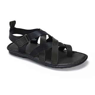 MARDI GRAS Drift (5612 Black/Olive) | Men's Genuine Leather Criss Cross Strap Sandal With Cushioned Footbed for All Occassions