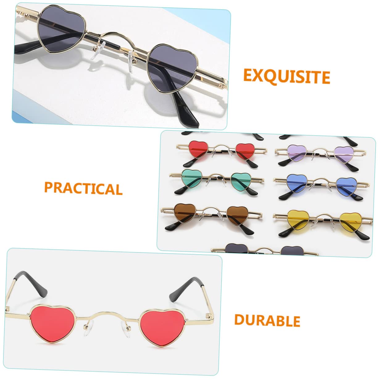 SHERCHPRY Occhiali Da Sole a Cuore Occhiali Senza Montatura Per Uomo Occhiali Da Sole D'epoca Occhiali a Forma Di Cuore Occhiali Da Sole a Forma Di Cuore Occhiali Da Sole Alla Moda Pc