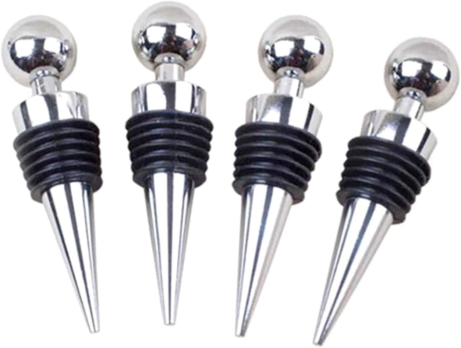 YIKANGHENG 4 Pcs Silver Ball Red Wine Stopper, Keeping Your Wine Fresh, Widely Used for Party Wine Stopper and Decoration, also Good Gifts for Party Favors (4)