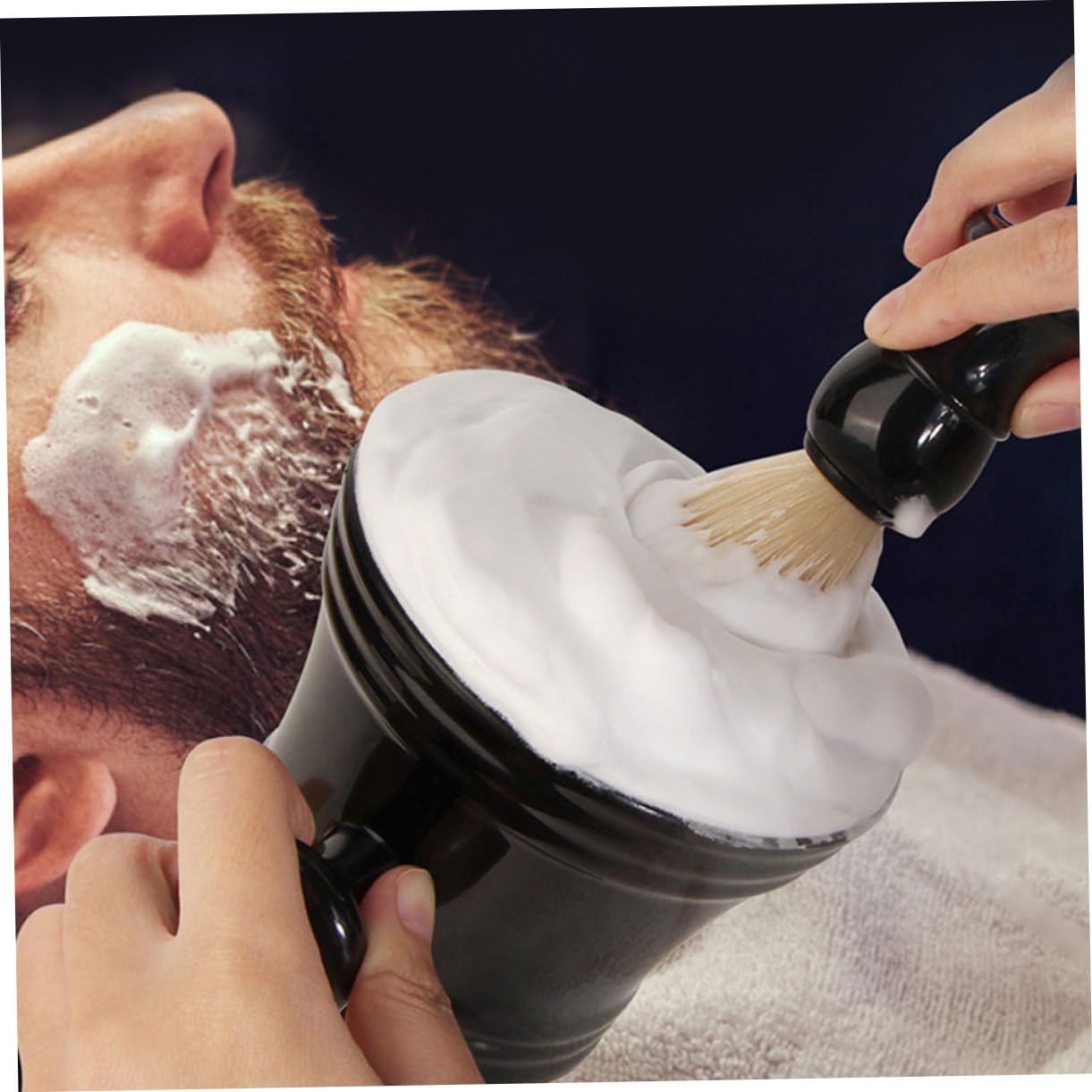 FOMIYES 1set Male Shaving Brush and Foaming Bowl Nylon Grooming Tool Kit for Men Comfortable Lathering Experience Reusable Beard Brush and Soap Bowl