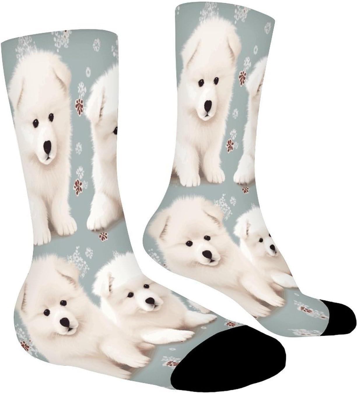 Little White Dogs Pattern Crew Sock High Stocking Grippy Socks | Socks for Men & Women,Stockings-Long Thin Tube Sports, Breathable Soft Athletic for Nurses,Travel