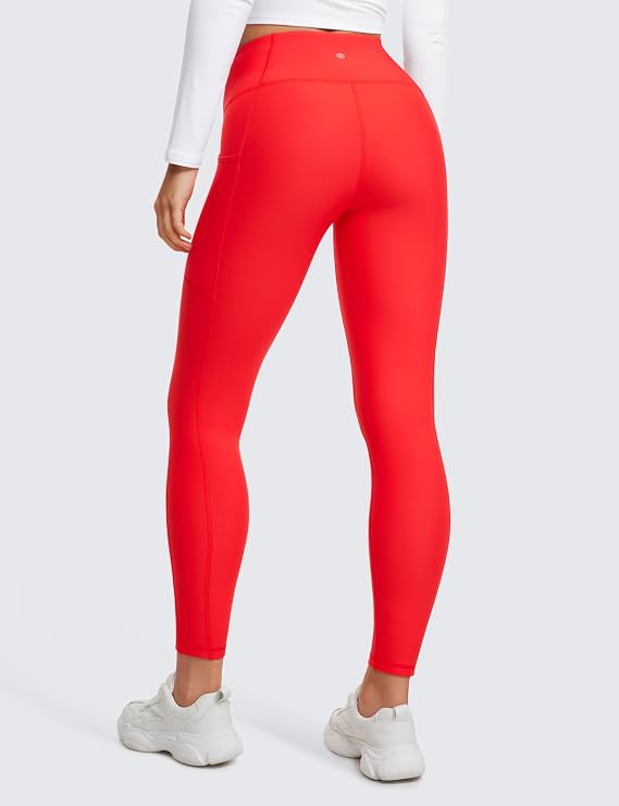 CRZ YOGA Fleece Lined Leggings Pockets 25'' - Thermal High Waisted Casual Lounge Workout Womens Yoga Pants Winter Warm