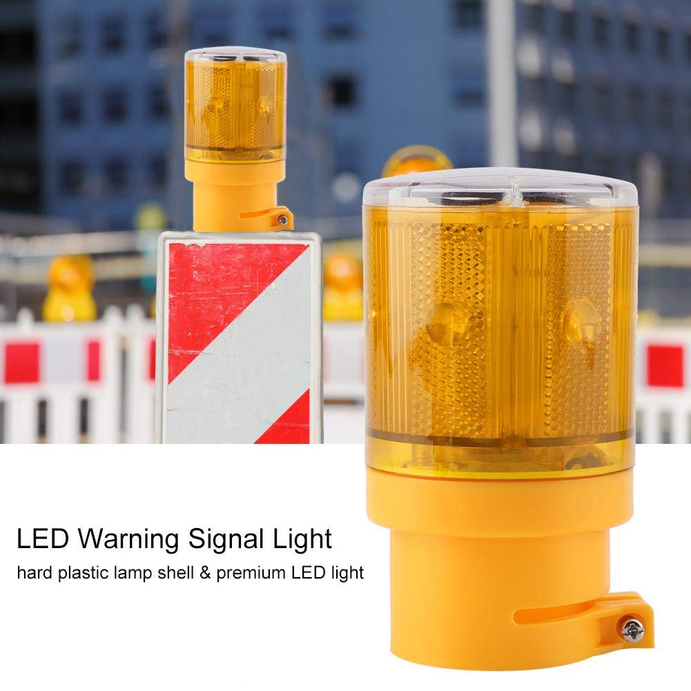 Solar LED Warning Flashing Light Control Garden Warning Lamp Flashing Barricade Light Road Construction Safety Signs Flash Traffic Light Flicker Beacon Lamp (Yellow)