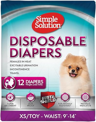 Miniatura 10 de Simple Solution Pañales desechables para perras, protección absorbente a prueba de fugas para incontinencia, entrenamiento de cachorros, ciclo
