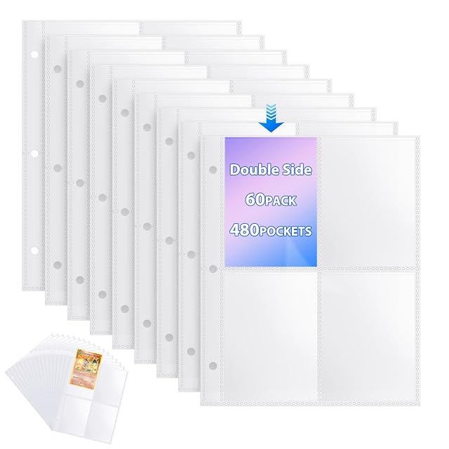 60 Fundas para Cartas Poké-mon Doble Cara - 480 Bolsillos Transparentes