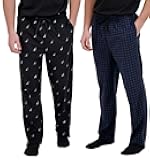 Men's 2 Pack Fleece Lounge Sleepwear Pajama Pants (Black (True Black/Maritime Navy), Large)
