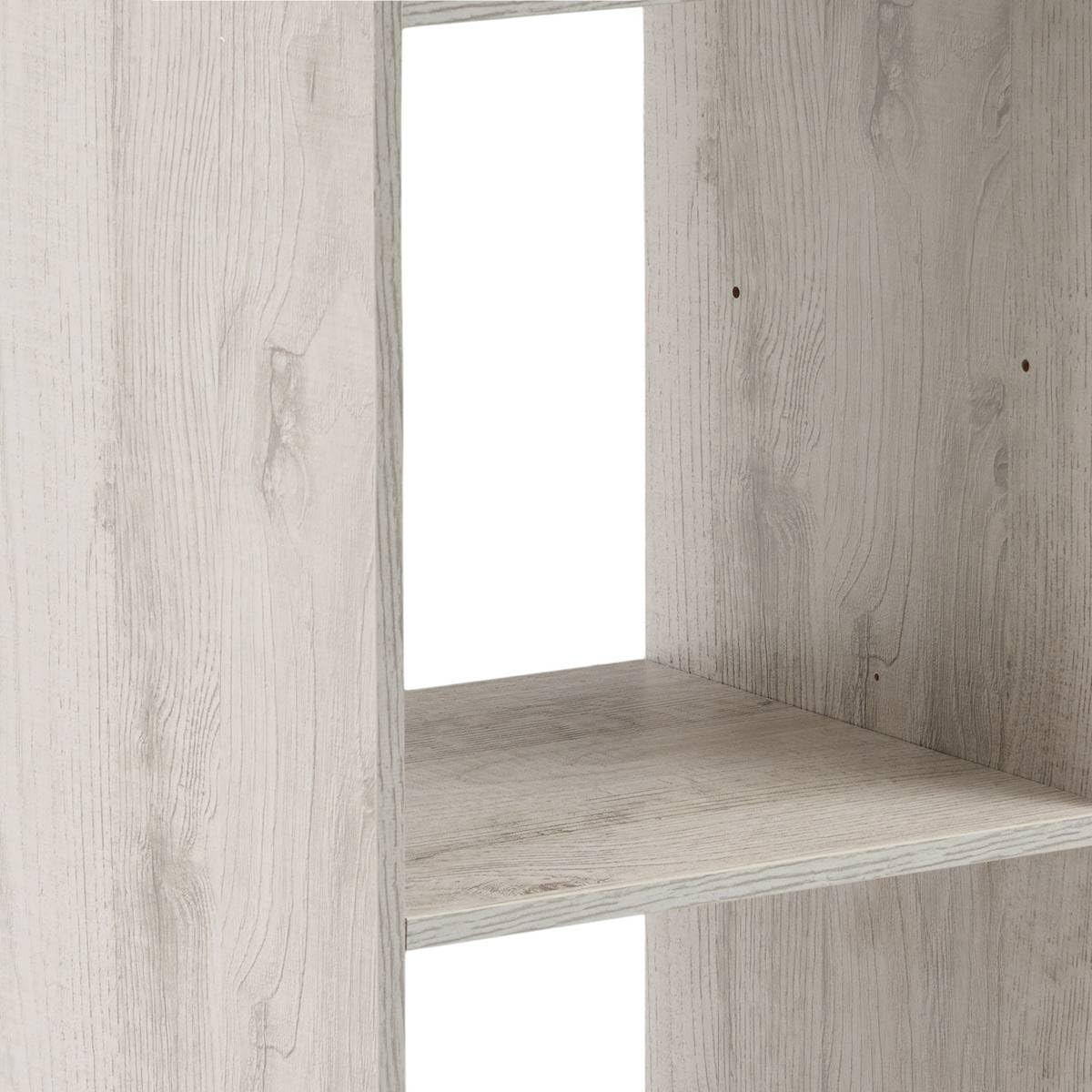 5five - Estantería de columna Mix N' Modul, efecto roble gris - Alto 134 cm, 4 compartimentos - Mueble de almacenaje para salón, dormitorio y oficina