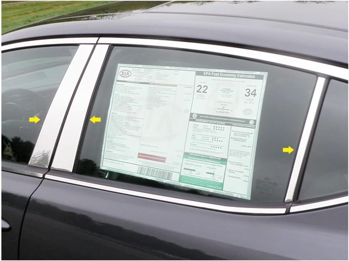 QAA is Compatible with 2011-2015 Kia Optima 6 Piece Stainless Pillar Post Trim PP11806
