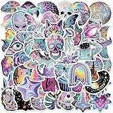 ホラー ハロウィン 髑髏 アート カラフル かわいい シール ステッカー (50枚SC)