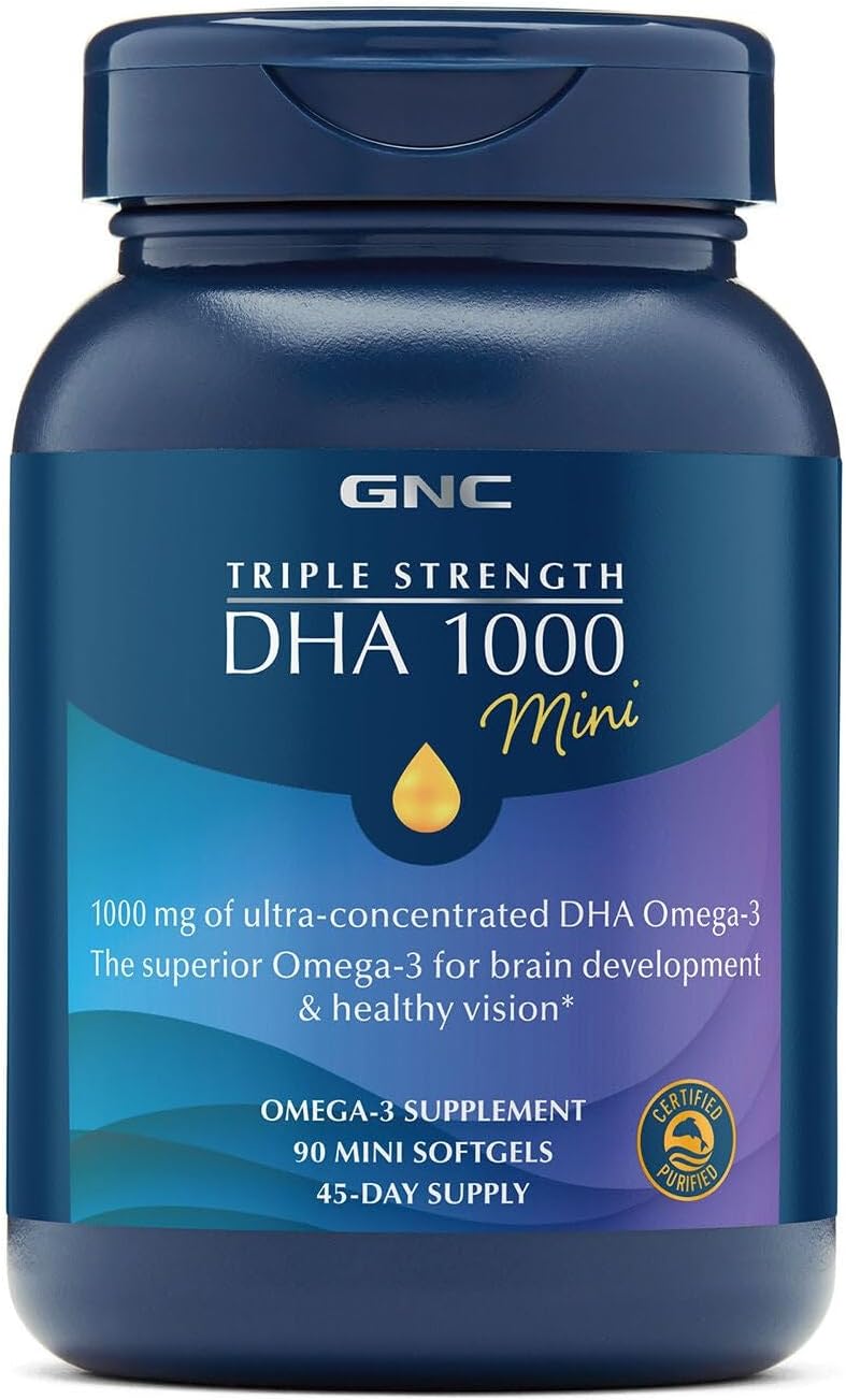 GNC Triple Strength DHA 1000 Mini, 90 Mini Softgels, for Join, Skin, Eye, and Heart Health