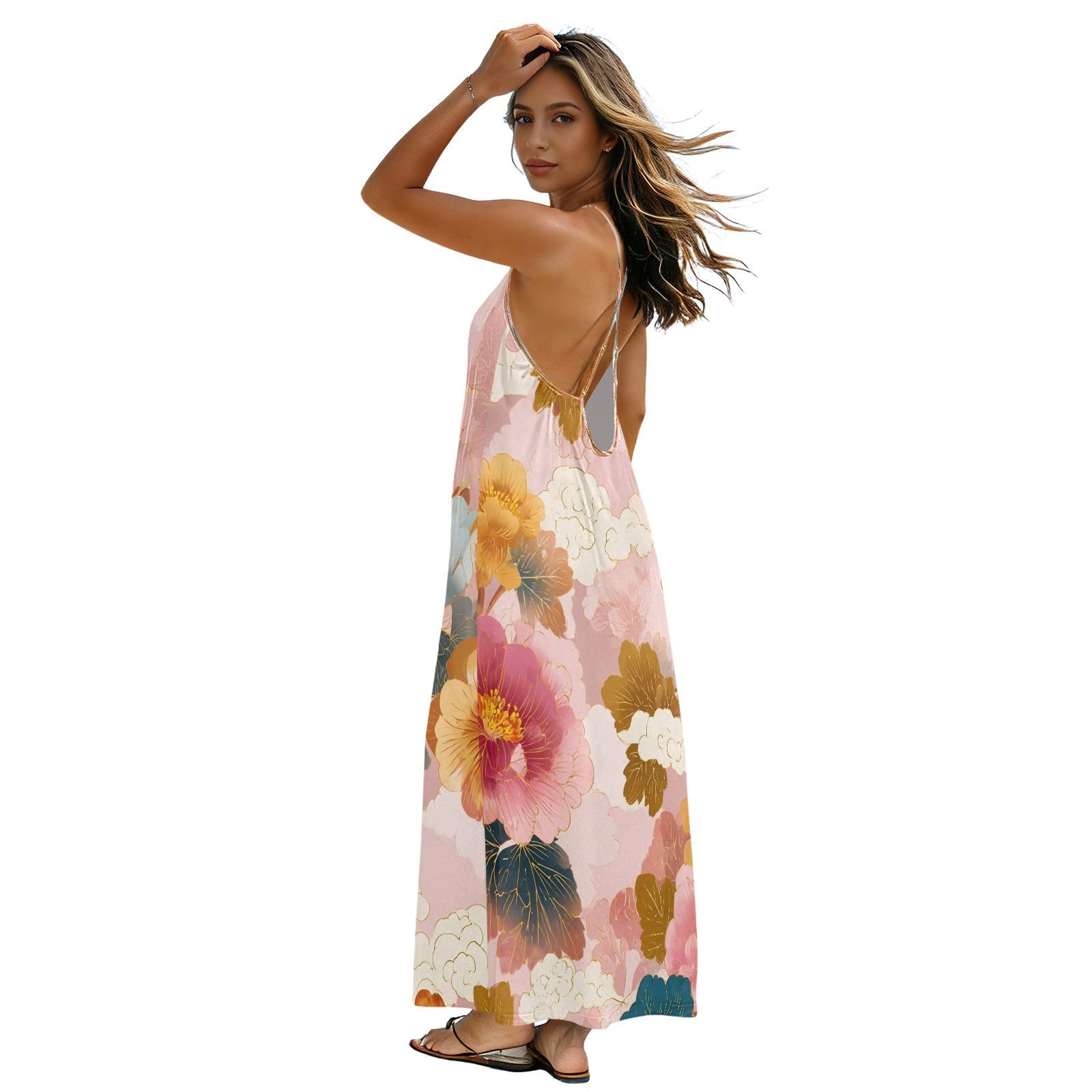 Robe caraco dos nu fleurie pour vos soirées d'été et fêtes