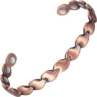 Copper Magnetic Bracelet for Women - Detox Jewelry with 3500 Gauss Magnet, Adjustable Cuff Bangle (Type-A)