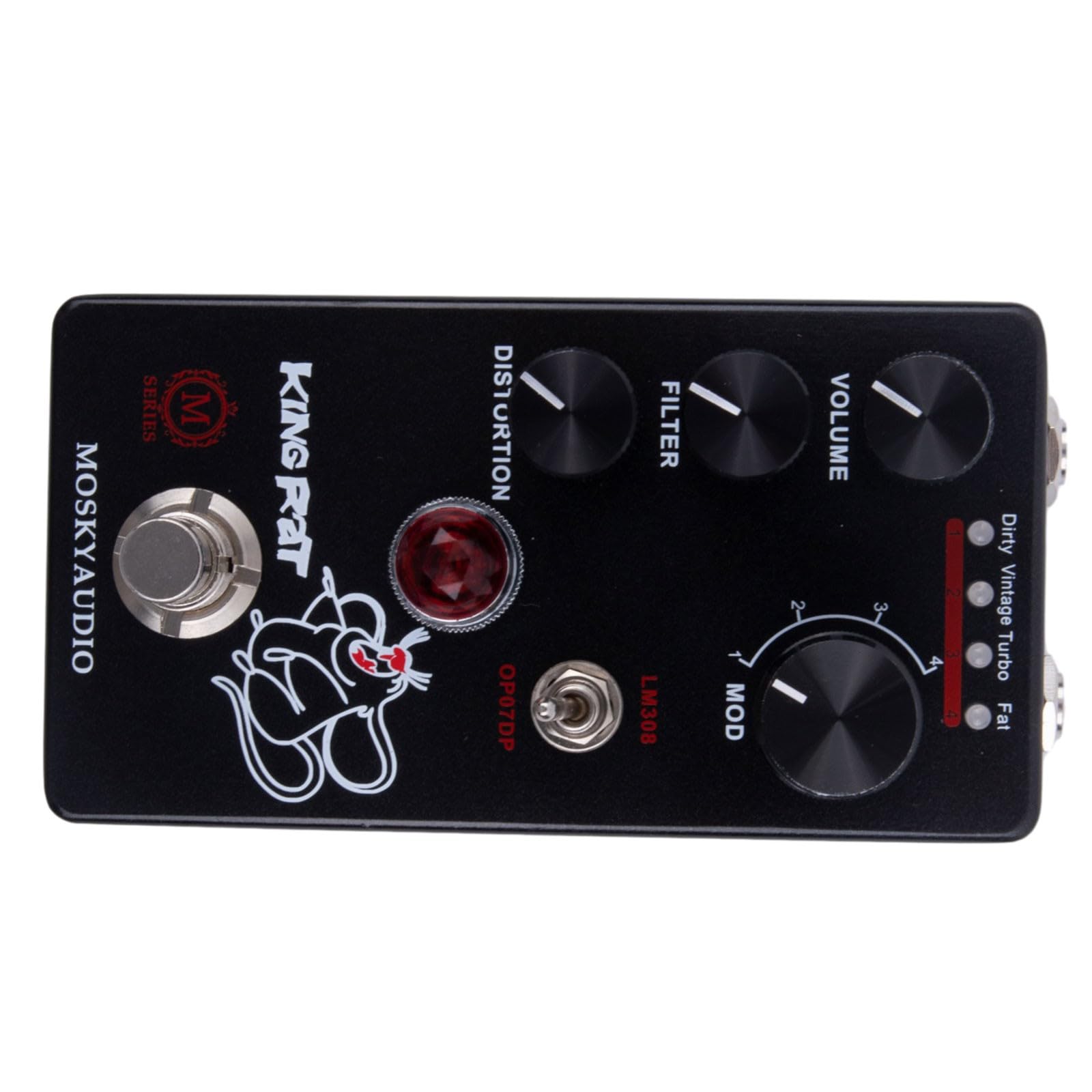 Pedal de efectos de guitarra, distorsión de pelusa, selección de 4 modos, control de filtro de volumen, para guitarra eléctrica, color negro