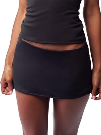 Felcia Women's Y2K Mini Skirts Solid Color Low Waist Pencil Skirts Summer Stretchy Bodycon Skirts Trendy Streetwear