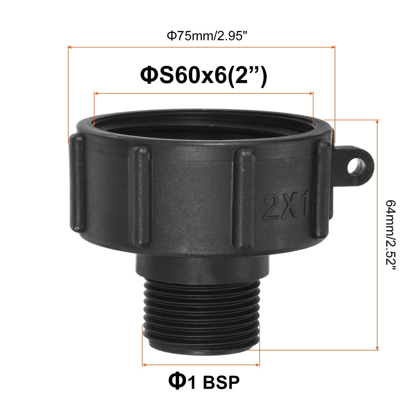PATIKIL IBC Tote Adapter S60x6 Coarse Thread 1 BSP Male, 2 Pcs 275-330 Gallon Drain Plug Connector for Water Tank Garden Hose - Image 2