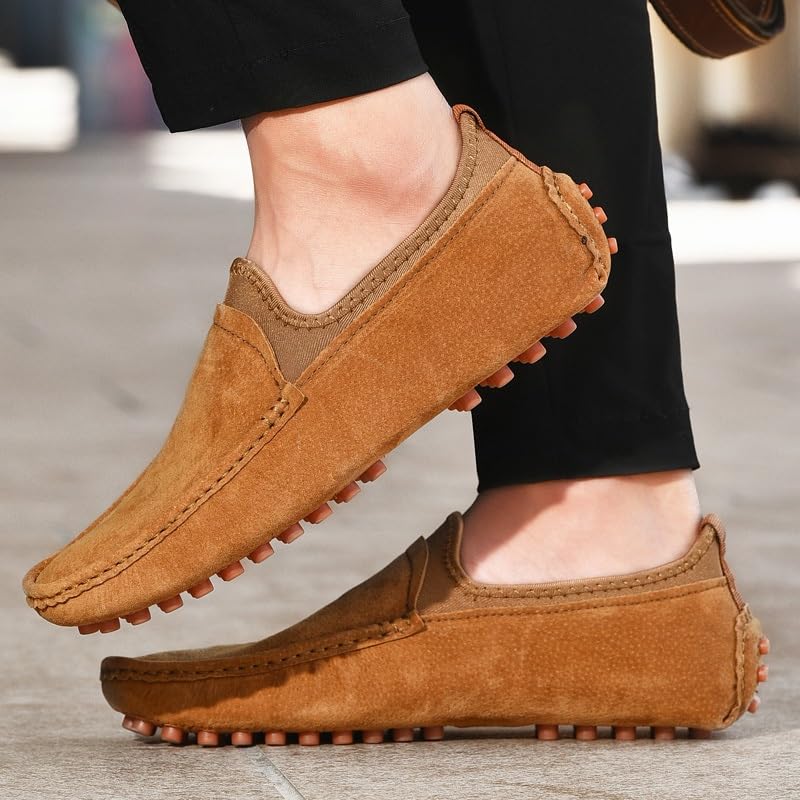 Loafers for Men Nubuck Leather Penny Loafers Stitching Details Anti-Slip Flexible Comfortable Flat Heel Lightweight Prom Slip-on4