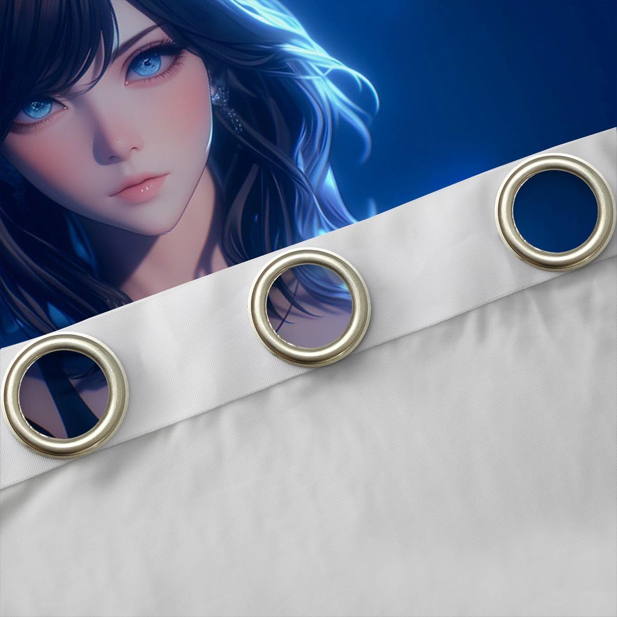 Feelyou Anime Girl Curtains for Bedroom Living Room Japanese Girl Blackout Shades Japanese Anime Room Darkening Curtain 3D Character Window Treatments, 2 Panels 38 x 45 Inch Black Blue White Decor image 5