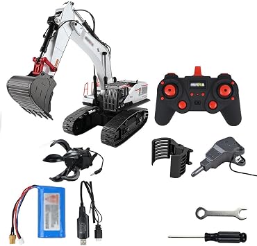 1/14 RC Shovel Model,22CH 2.4G Remote Control Shovel 4-in-1 Wood Grabber Ball Catcher Excavator Remote Control Toys for Boys RC Shovel Adult
