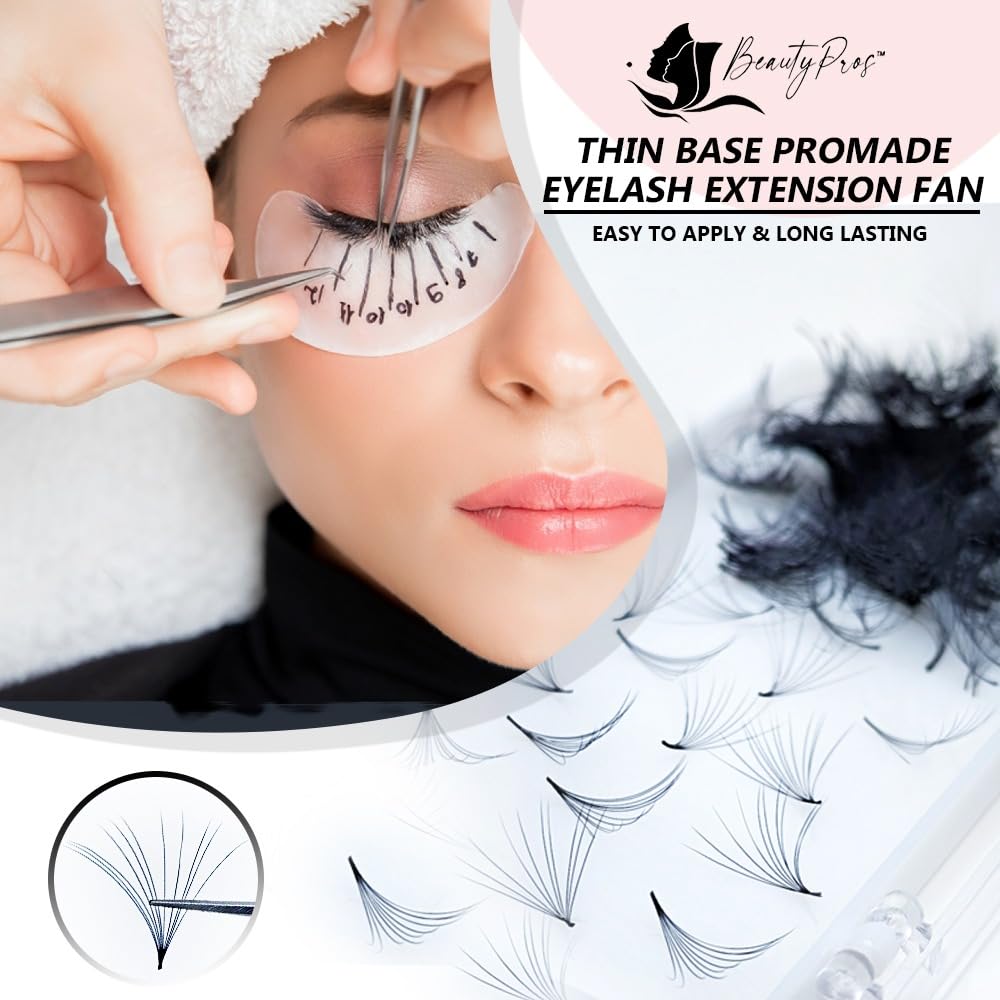 Professional Lash Extension Kit – Faux Mink Bundle 500 Lash Fans (8-17mm)- Premade Loose Fans base (0.05mm & 0.07mm) -Volume Lash Extensions Multiple Selection -Black (9D D Curl Wispy 13mm)
