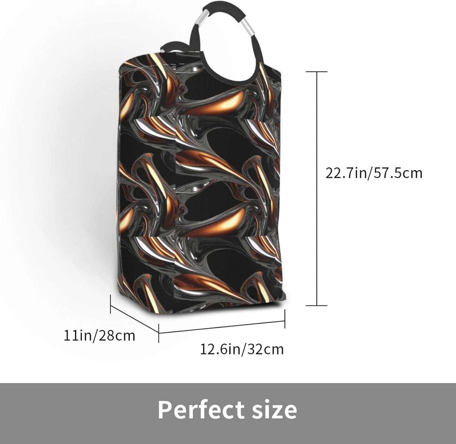 Liquid Metal Foldable storage bag, 50L capacity, suitable for laundry room, dormitory bedroom, dirty clothes storage basket.