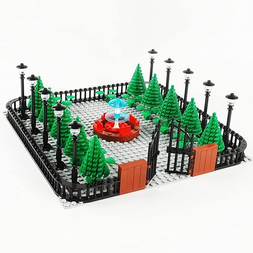 Miniatura 2 de Bloques de construcción de parques, accesorios para fuentes, juego de calles, kit de ladrillos de construcción, juego de construcción de bricolaje,