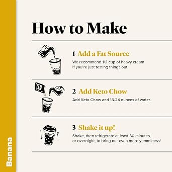 Keto Chow Banana Meal Replacement Shake Powder, Nutritionally Complete Low Carb Meal, High Protein Breakfast or Lunch Replacement, Gluten Free, Keeps You Full for Hours, 1 Meal