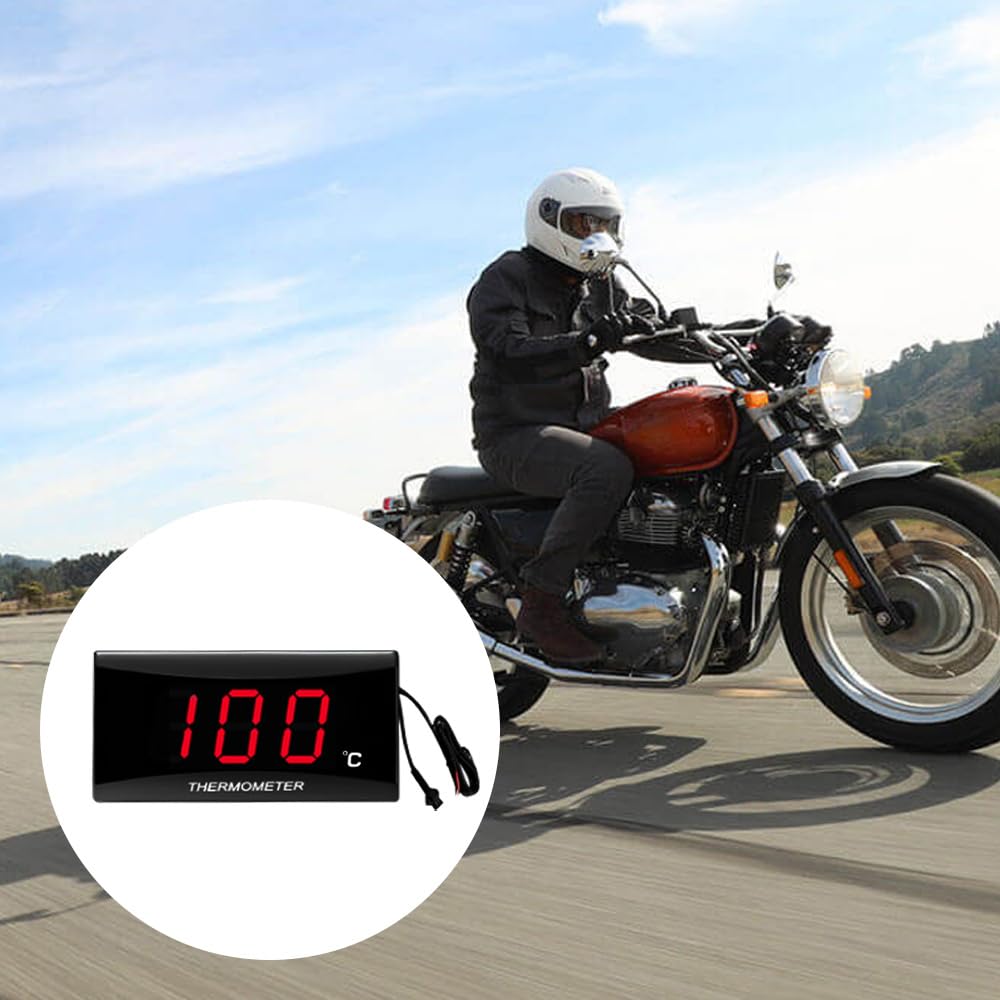 Termometro digitale universale per moto a LED con sensore, indicatore della temperatura dell'acqua 0-120 ℃ per scooter da corsa 12V, luce rossa