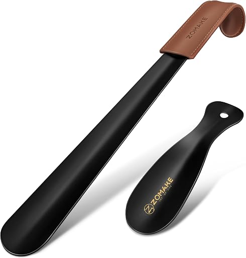 ZOMAKE Shoe Horn Long Handle for Seniors Men Women, Metal Shoehorn 2Pack