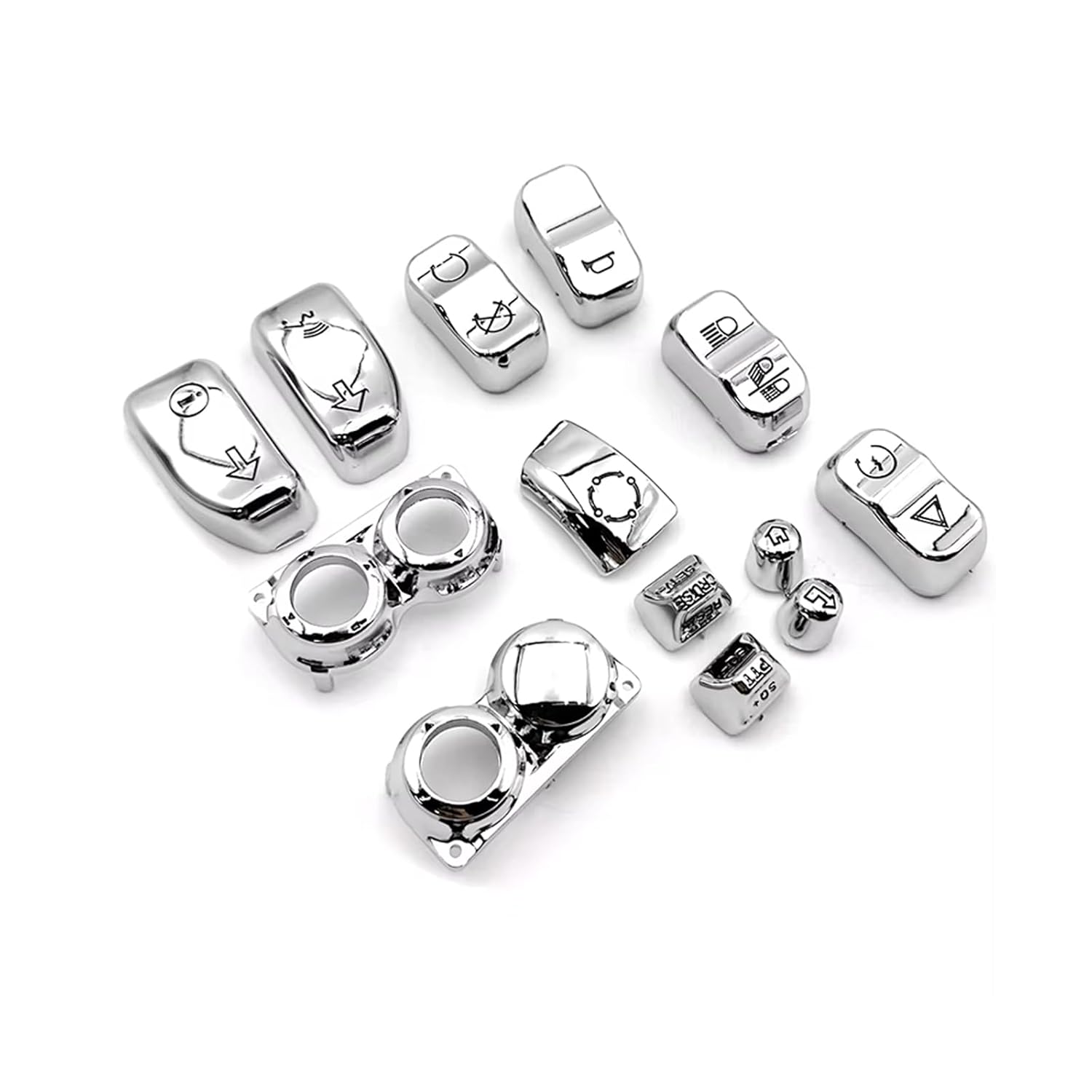 13pcs Chrome Hand Control Switch Housing Caps Button Compatible for Harley Davidson Electra Street Glide 2014 2015 2016 2017 2018 2019 2020 2021 2022 2023 2024