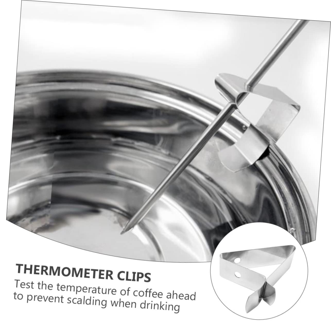6pcs Stainless Steel Thermometer Clip Holders Food Probe Clamps for Coffee Cups BBQ and Grilling Easy Temperature Monitoring