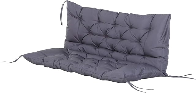 Outsunny Garden Bench Cushion, 2 Seater Seat Pad, Swing Chair Replacement Seat for Indoor & Outdoor Use, 120W x 110L x 12D cm