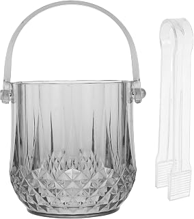 GLEAVI Acrylic Ice Bucket Ice Cube Container with Handle 4.92 X 4.72 X 4.72 in Small Bucket for Wine Beer Juice Cooling Bar Ktv Hotel Party Use