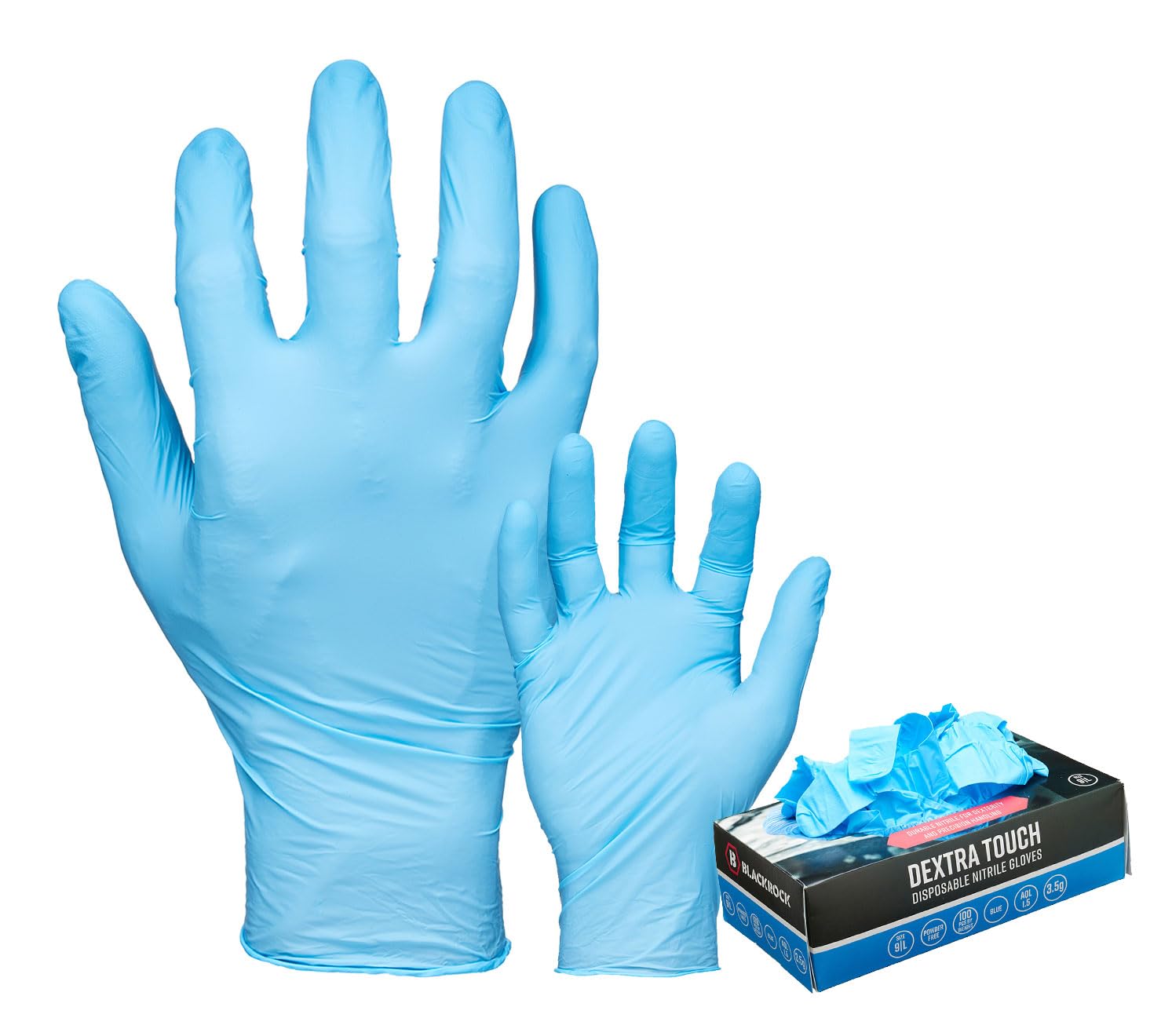 Blackrock Blue Nitrile Disposable Gloves – Powder & Latex Free, Food Grade, Non-Sterile Multipurpose Gloves for Industrial, Cleaning & Catering – Box of 100 - Size Medium