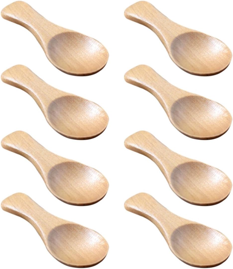 Wooden Salt Spoon Mini Short Handle Scoop 10pcs for Sugar Condiments